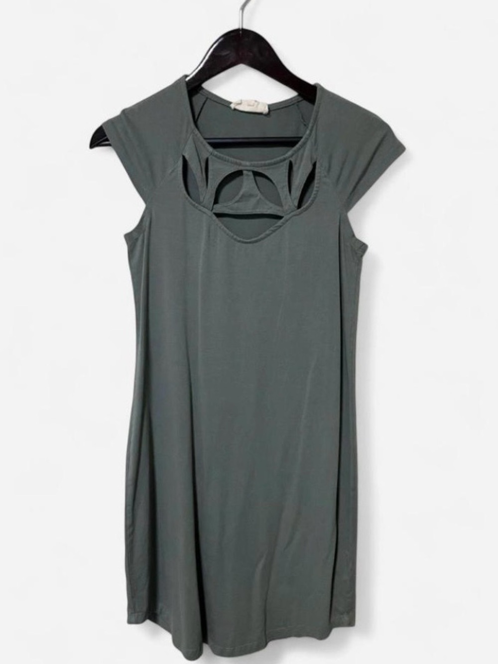 Organic Clothing Slate Green Cap-Sleeve Cutout Dress Women’s Size Small